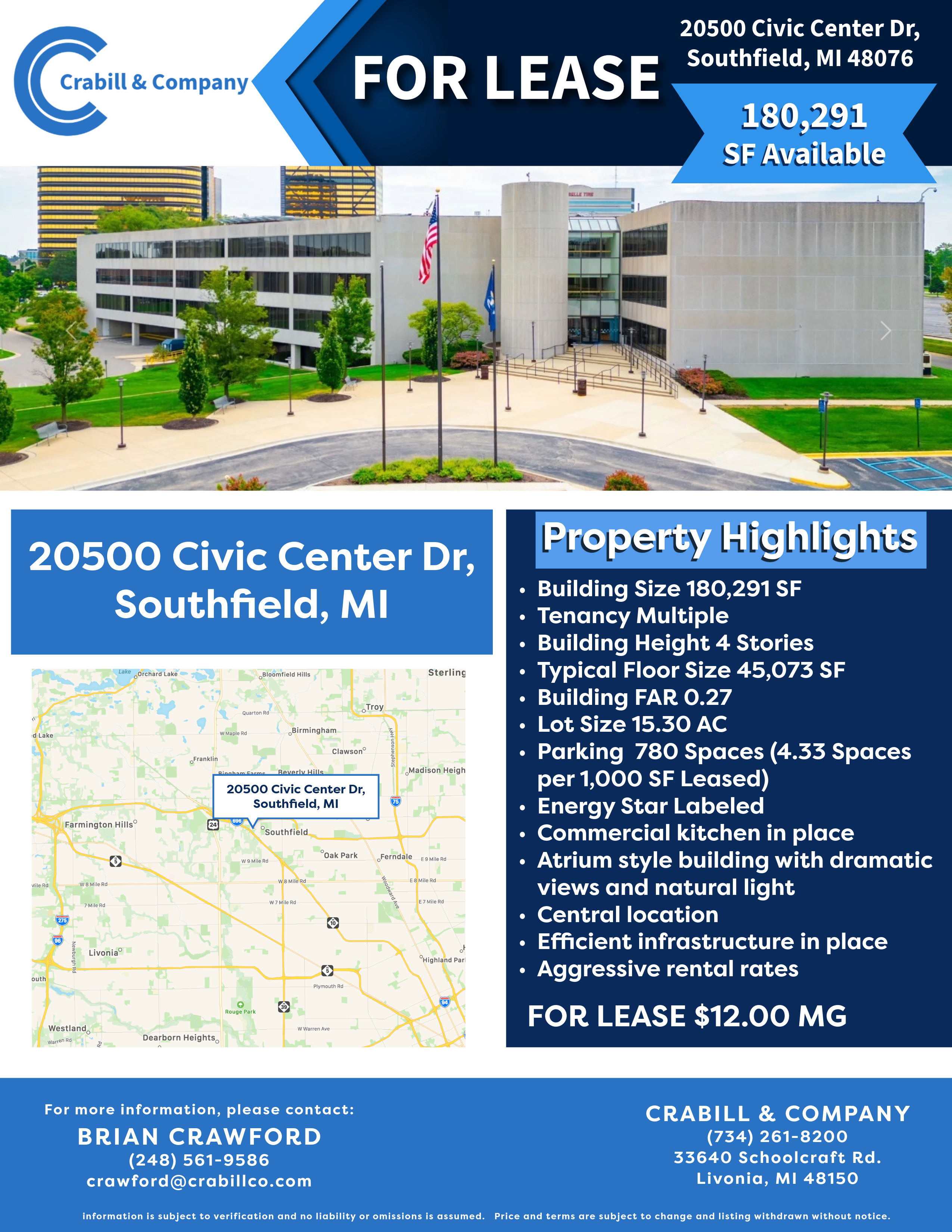 20500 Civic Center Drive office property in Southfield Michigan