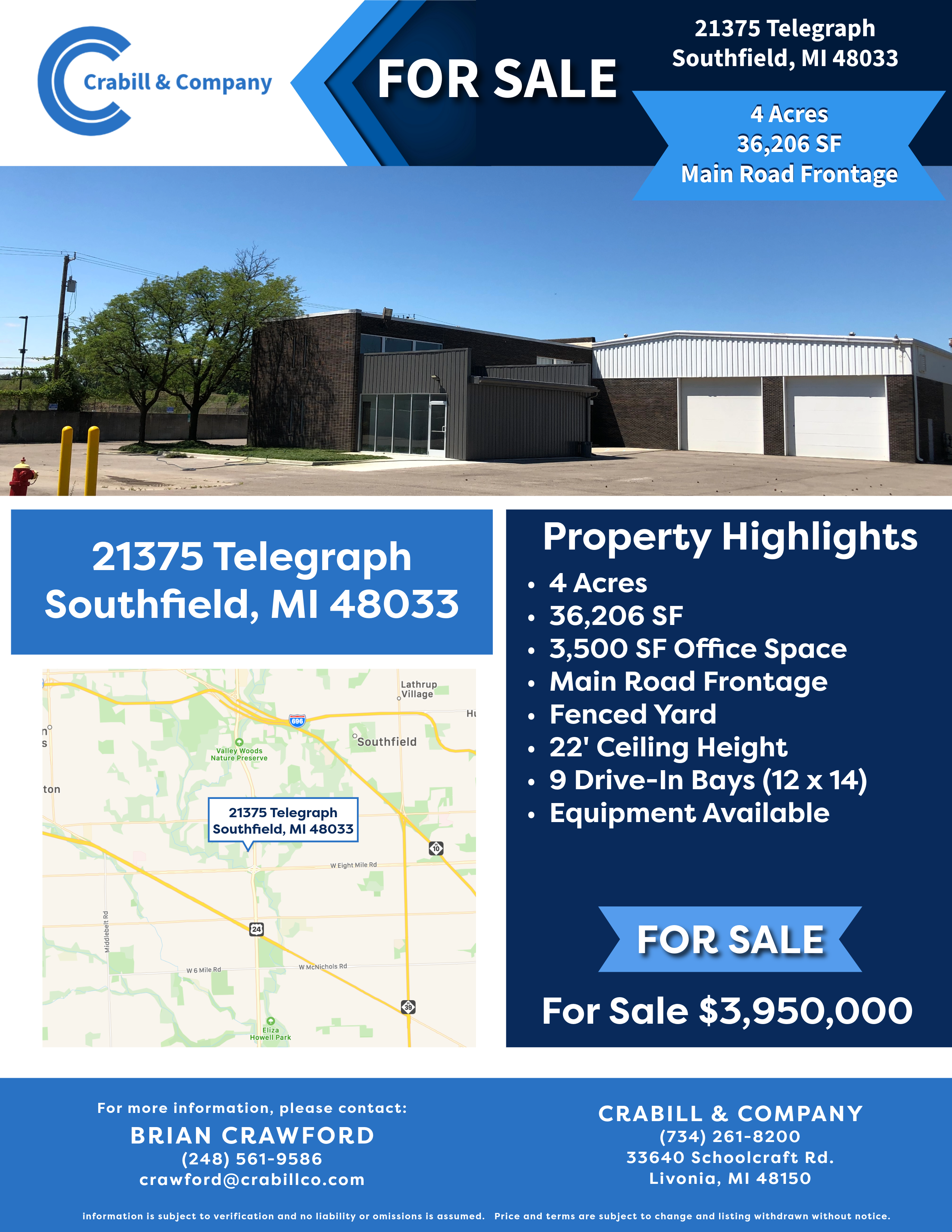 21375 Telegraph industrial property in Southfield Michigan